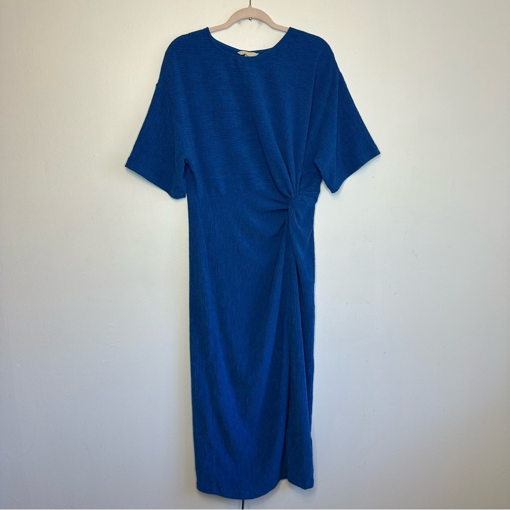 H&M Women’s Royal Blue Twist Waist Detail Short Sleeve Maxi Dress Size M Medium.